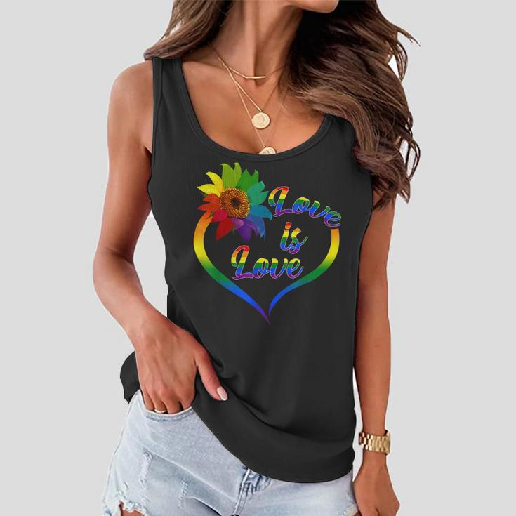 Rainbow Sunflower Love Is Love Lgbt Gay Lesbian Pride V2 Women Flowy Tank