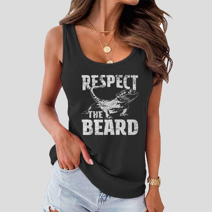 Respect The Beard Bearded Dragon Dad Mom Women Flowy Tank