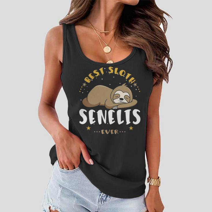 Senelis Grandpa Gift Best Sloth Senelis Ever Women Flowy Tank