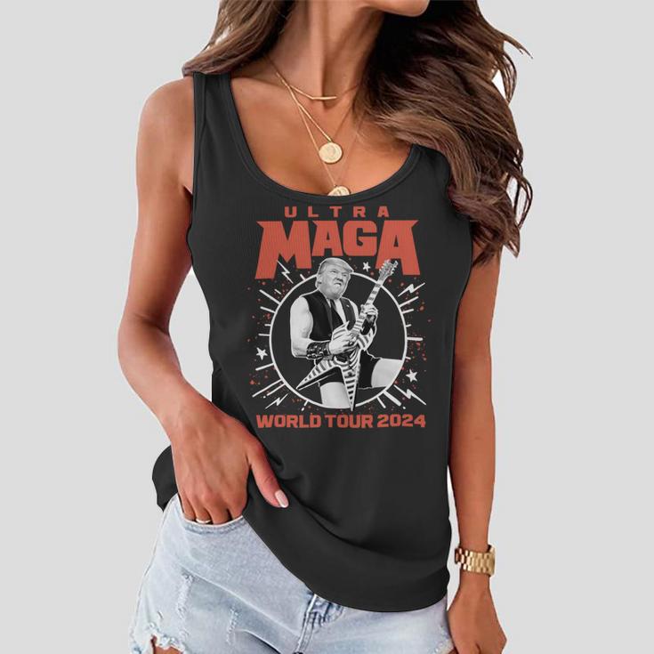 Ultra Maga Trump 2024 Tshirt Heavy Metal World Tour Women Flowy Tank