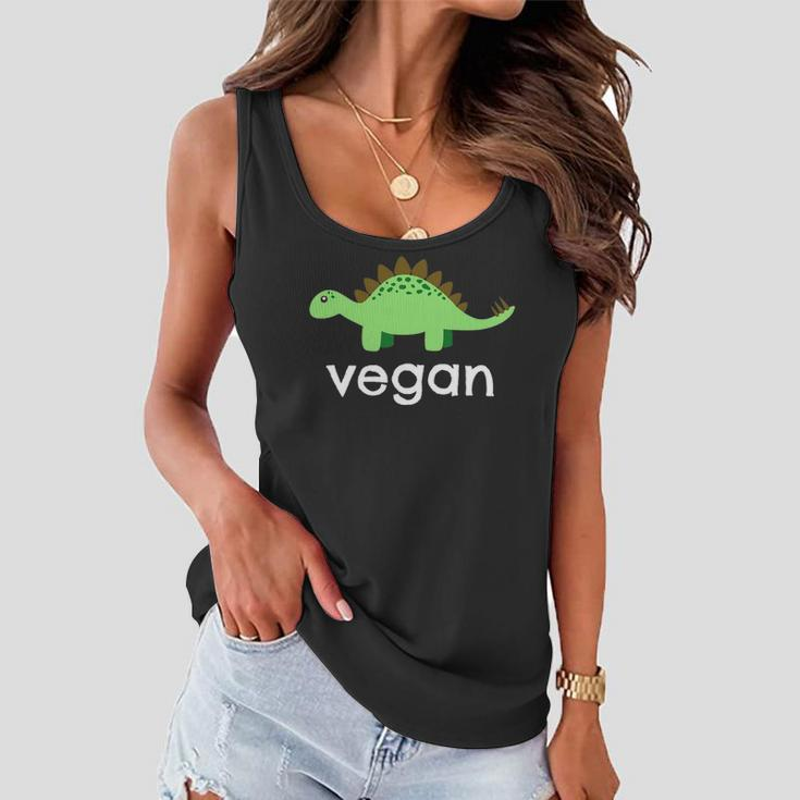 Vegan Dinosaur Green Save Wildlife Women Flowy Tank