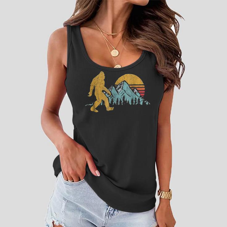 Vintage Retro Bigfoot Believe Silhouette Mountain Sun 234 Shirt Women Flowy Tank