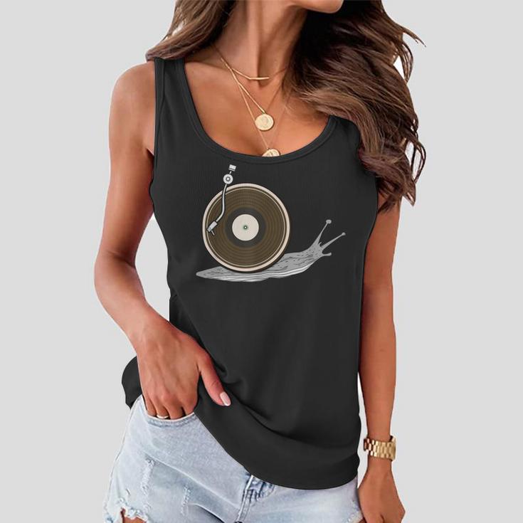 Vinyl Snail Vinyl Records Dj Vinyl Slug Lp Collector 155 Trending Shirt Women Flowy Tank