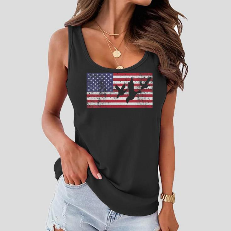 Womens 4Th Of July American Flag Hunting Hunter Geese Goose Dad Usa Women Flowy Tank