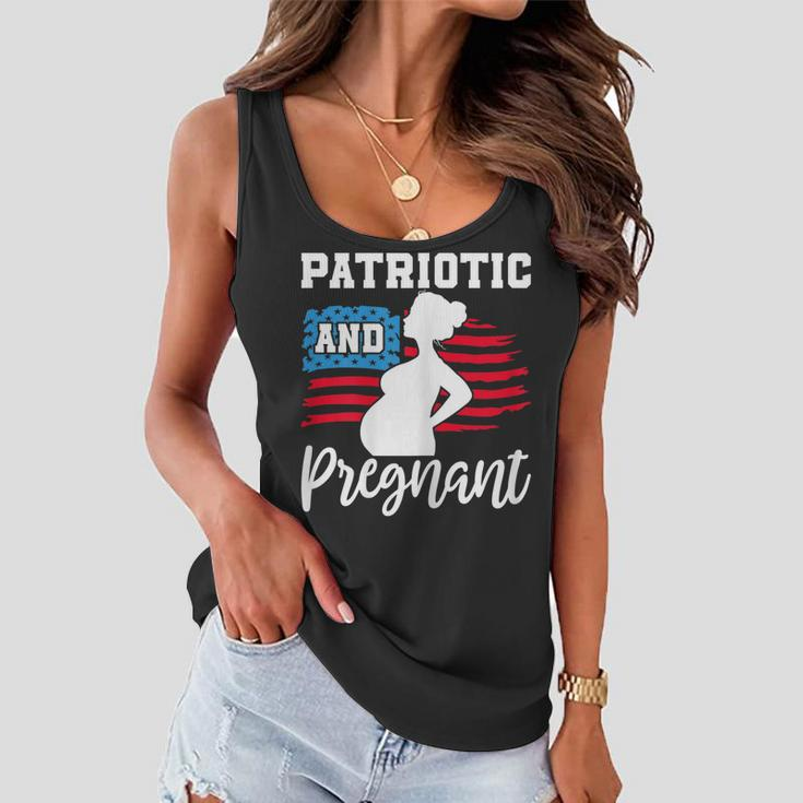 Womens Patriotic And Pregnant Baby Reveal 4Th Of July Pregnancy Women Flowy Tank