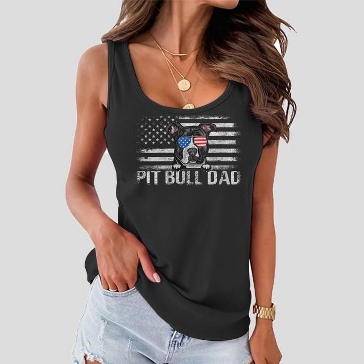 Womens Pit Bull Dad American Flag 4Th Of July Patriotic Gift Women Flowy Tank
