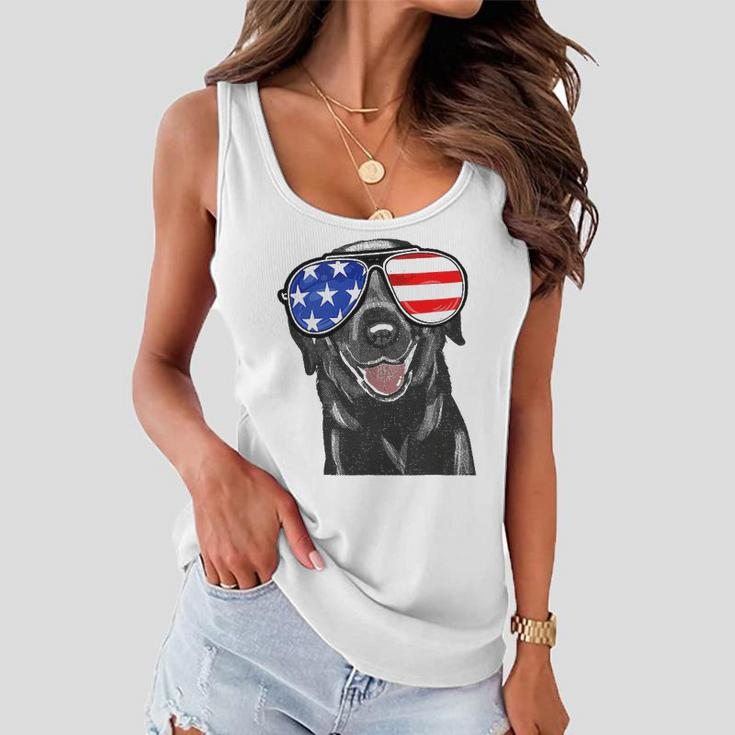 4Th Of July Funny Black Lab Dog American Love Women Flowy Tank