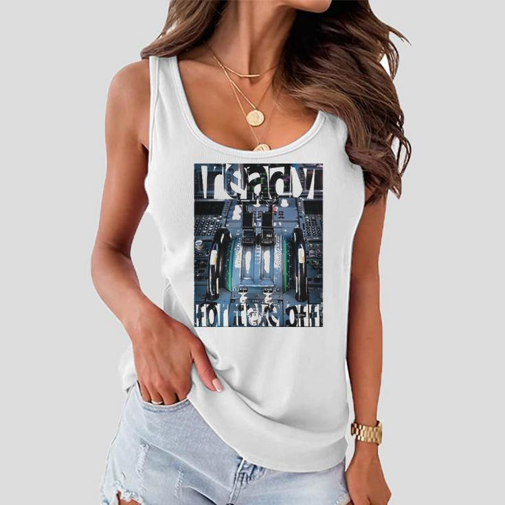 Airplane Cockpit Airbus Ready For Take Off Gift Airplane Women Flowy Tank