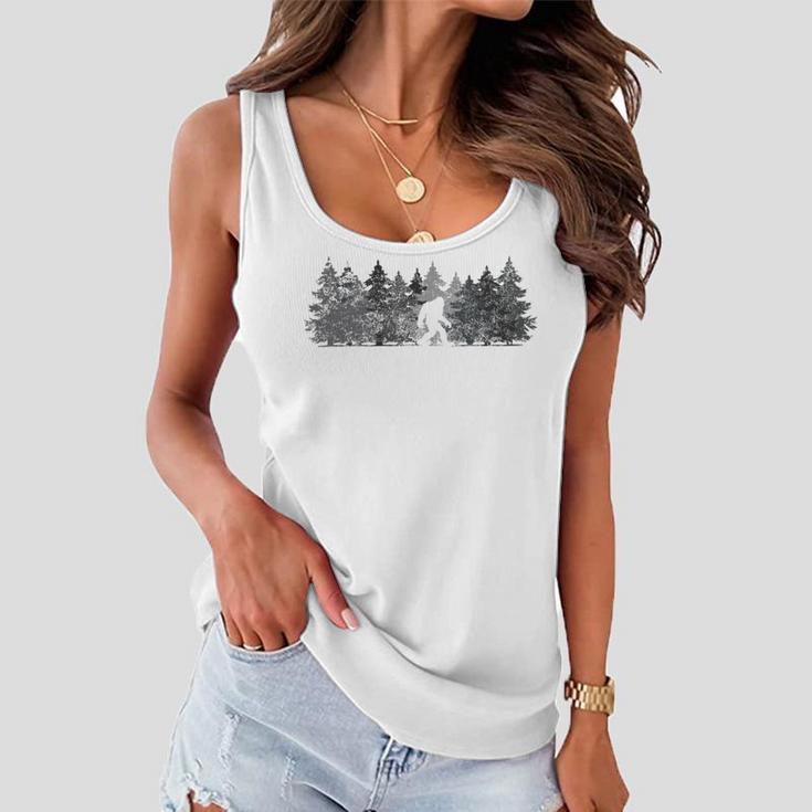 Bigfoot In The Forest Women Flowy Tank