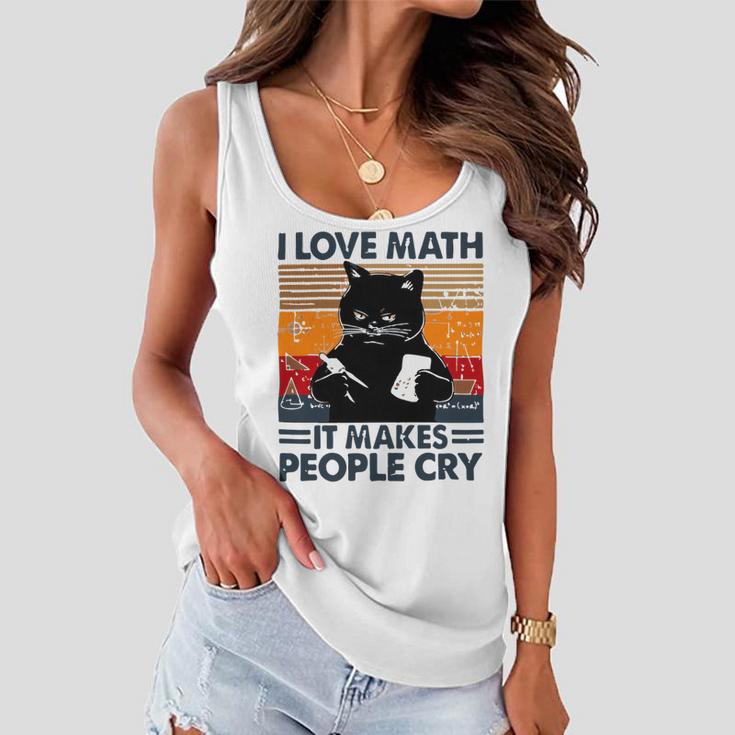 Black Cat I Love Math It Makes People Cry Women Flowy Tank