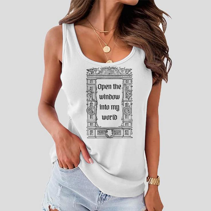 Black White Gothic Medieval Women Flowy Tank