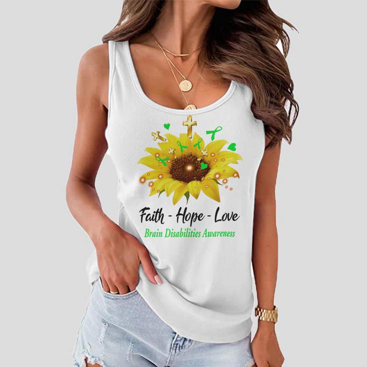 Brain Disabilities Awareness Faith Hope Love Women Flowy Tank