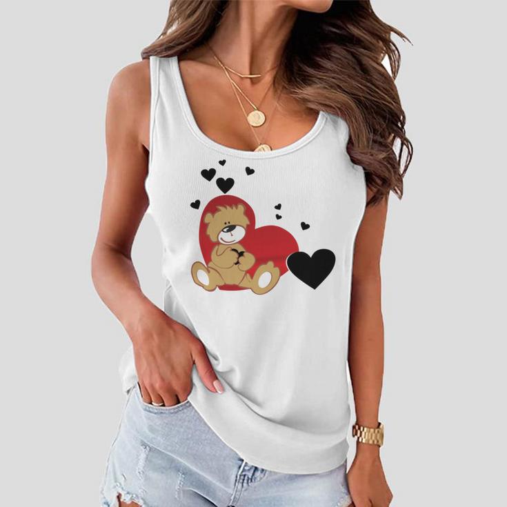 Cartoon Animal Happy Loving Teddy Bear Women Flowy Tank