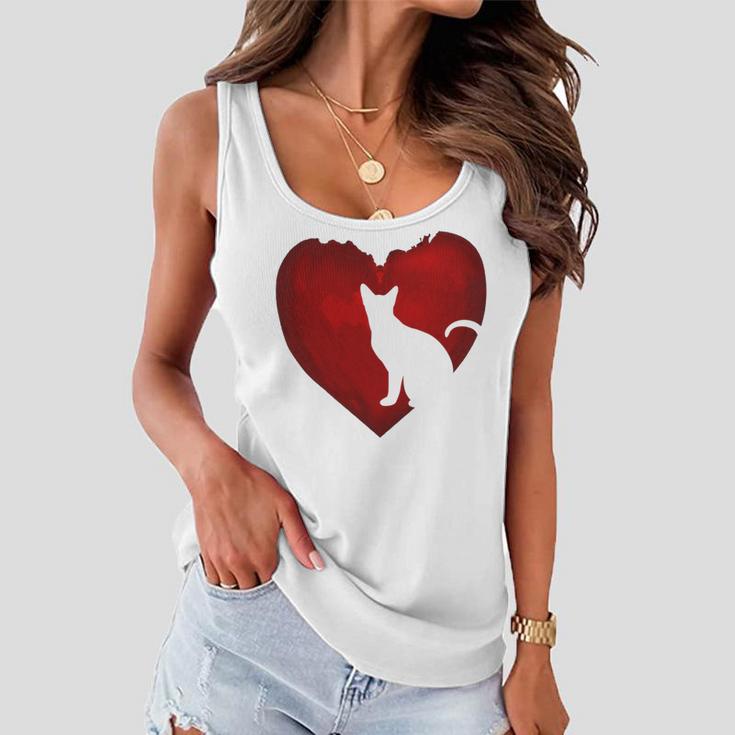 Cat Heart Shirt Cat Lovers Valentine Day Gifts For Couple Women Flowy Tank