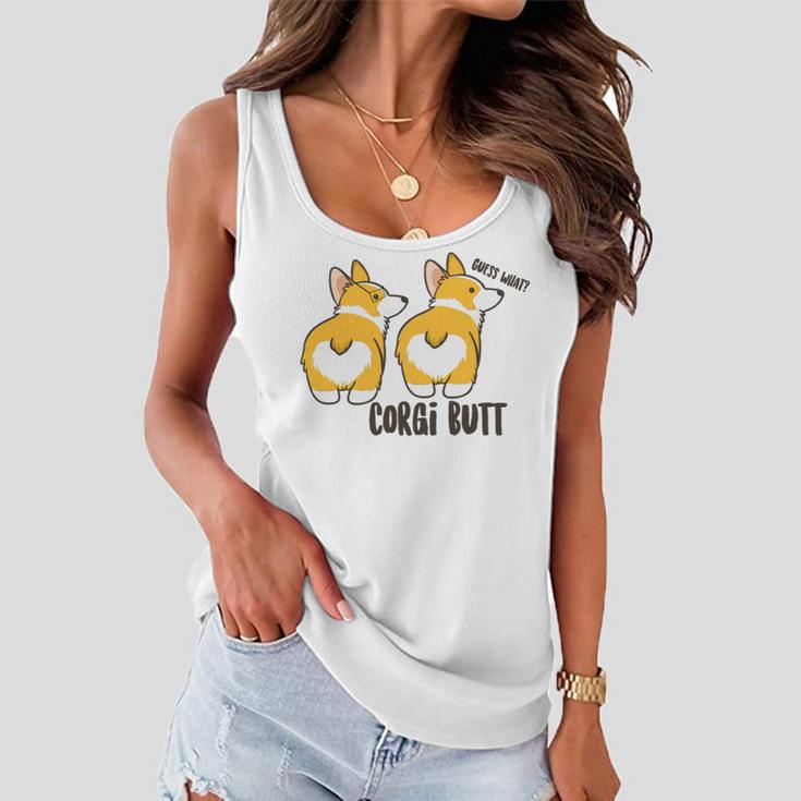 Corgi Set Sticker Design Funny Corgi Set Stickers Women Flowy Tank