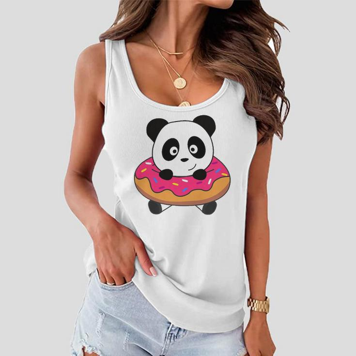 Cute Panda Bear Pandas Donut Sprinkles Women Flowy Tank
