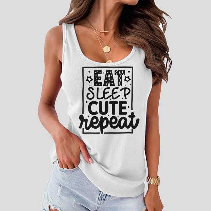 Eat Sleep Cute Repeat Graphic Design For Babys Women Flowy Tank