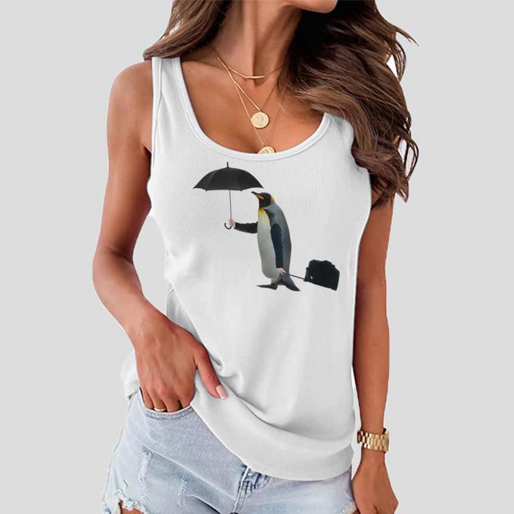 Funny Business Penguin Birds With Human Hands Women Flowy Tank