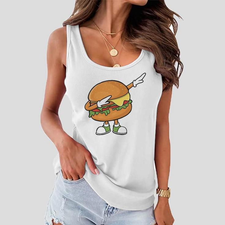 Funny Hamburger Art Men Women Cheeseburger Meat Eater Women Flowy Tank