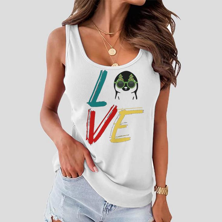 Love The Xmas Penguin Women Flowy Tank