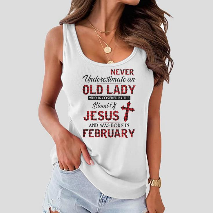 Never Underestimate An Old Lady Who Is Covered By February Women Flowy Tank