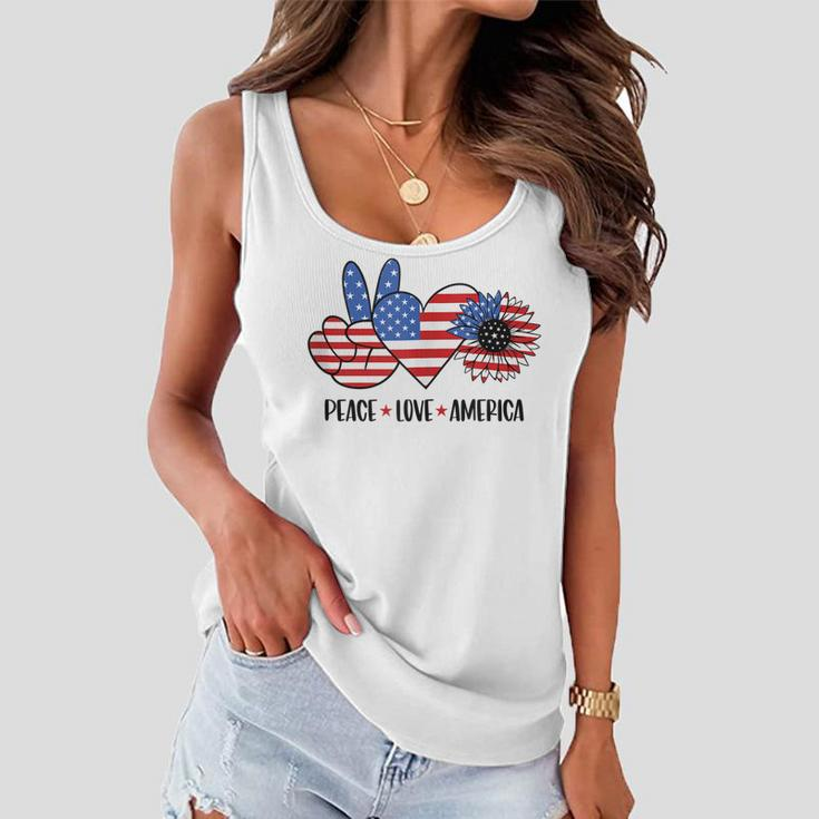 Patriotic 4Th Of July Peace Love America Women Flowy Tank