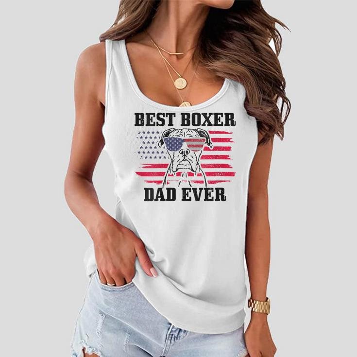 Womens Best Boxer Dad Ever Dog Patriotic 4Th Of July American Flag Women Flowy Tank