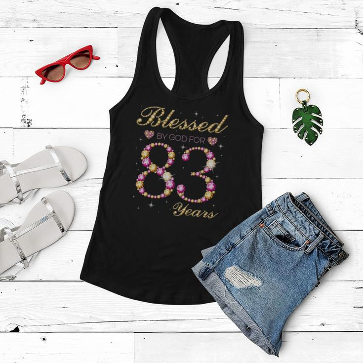 Blessed By God For 83 Years Old Birthday Party Women Flowy Tank