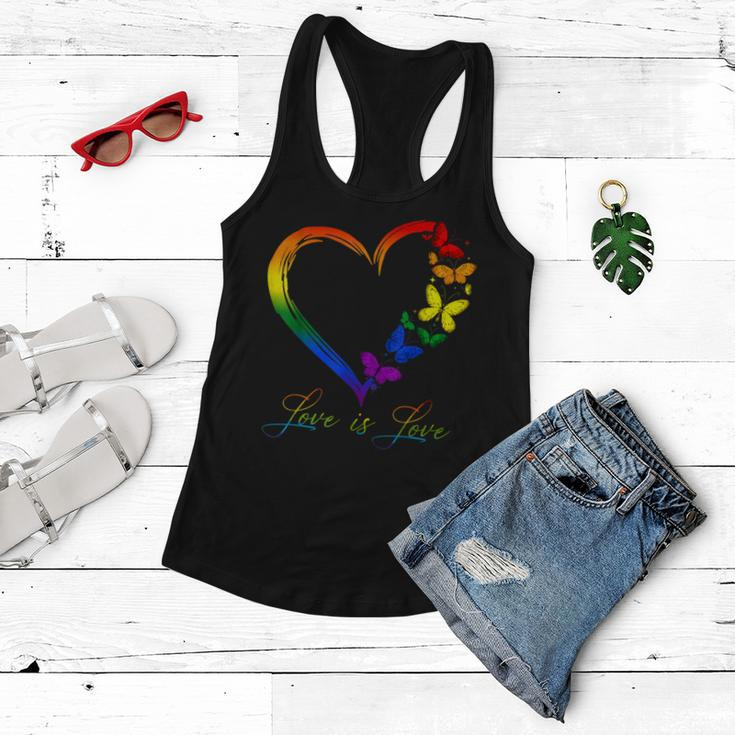 Butterfly Heart Rainbow Love Is Love Lgbt Gay Lesbian Pride Women Flowy Tank