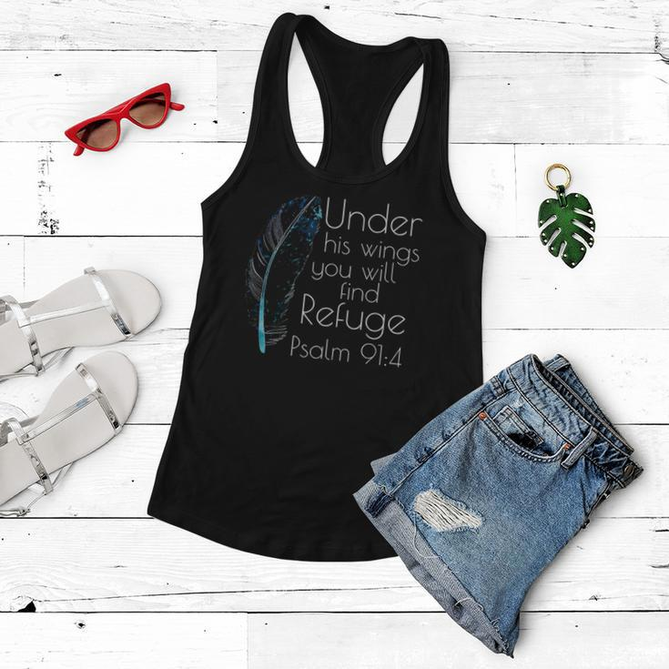 Christian Under His Wings You Will Find Refuge Bible Verse Women Flowy Tank