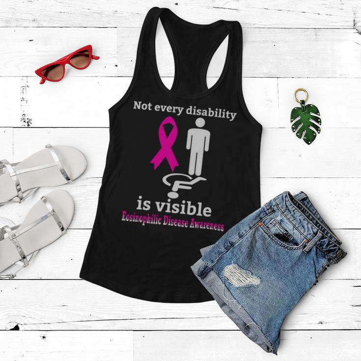 Every Disability Is Visible Eosinophilic Disease Awareness Pink Ribbon Eosinophilic Disease Eosinophilic Disease Awareness Women Flowy Tank