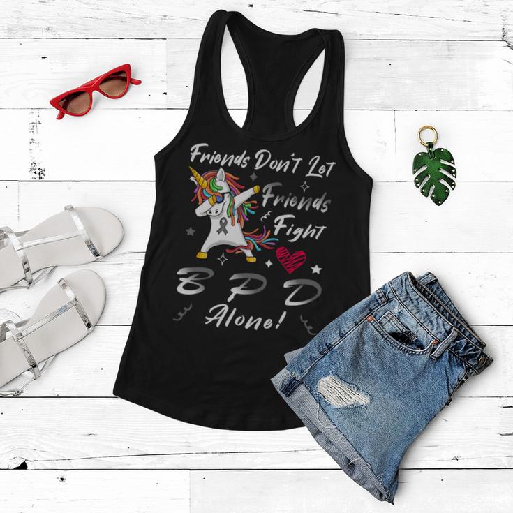 Friends Dont Let Friends Fight Borderline Personality Disorder Bpd Alone Unicorn Grey Ribbon Borderline Personality Disorder Bpd Awareness Women Flowy Tank