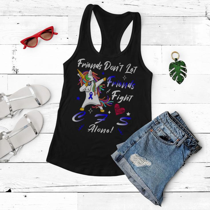 Friends Dont Let Friends Fight Chronic Fatigue Syndrome Cfs Alone Unicorn Blue Ribbon Chronic Fatigue Syndrome Support Cfs Awareness V2 Women Flowy Tank