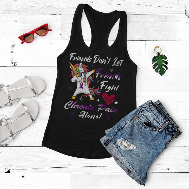 Friends Dont Let Friends Fight Chronic Pain Alone Unicorn Purple Ribbon Chronic Pain Support Chronic Pain Awareness Women Flowy Tank