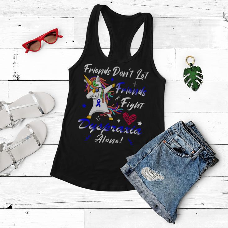 Friends Dont Let Friends Fight Dyspraxia Alone Blue Ribbon Unicorn Dyspraxia Dyspraxia Awareness Women Flowy Tank