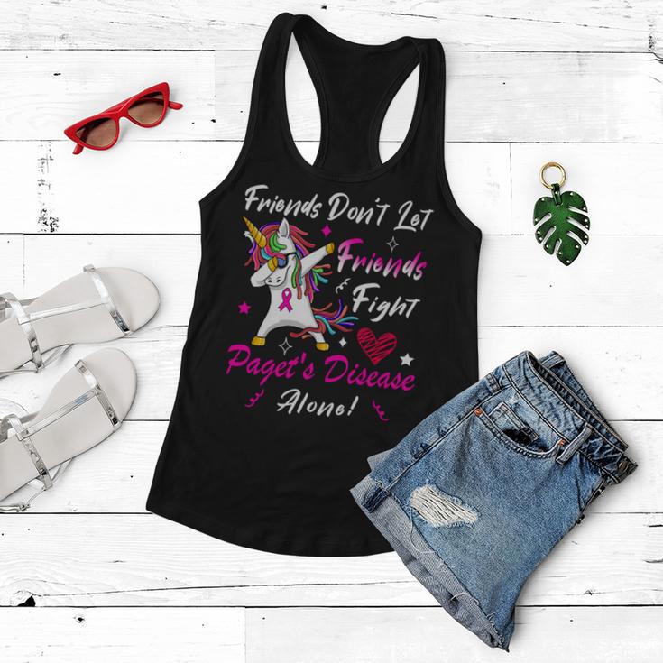 Friends Dont Let Friends Fight Pagets Disease Alone Unicorn Pink Ribbon Pagets Disease Pagets Disease Awareness Women Flowy Tank