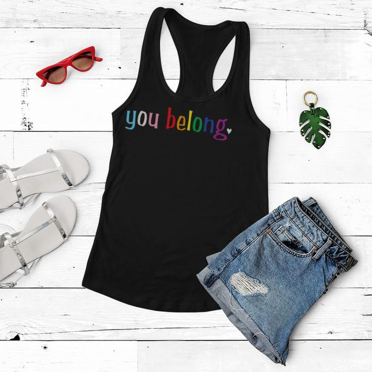 Gay Pride Design With Lgbt Support And Respect You Belong Women Flowy Tank