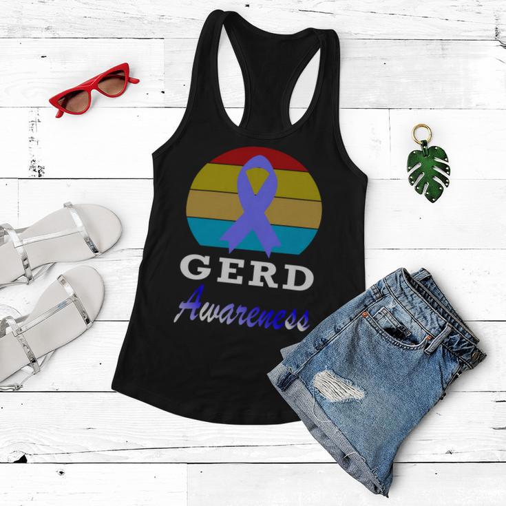 Gerd Awareness Vintage Periwinkle Blue Ribbon Gastroesophageal Reflux Disease Gerd Awareness Women Flowy Tank