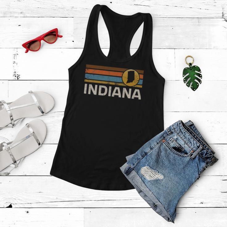 Graphic Tee Indiana Us State Map Vintage Retro Stripes Women Flowy Tank