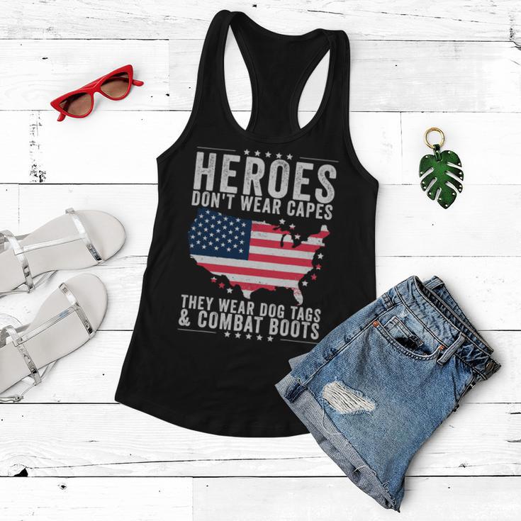 Heroes Dont Wear Capes They Wear Dog Tags And Combat Boots T-Shirt Women Flowy Tank