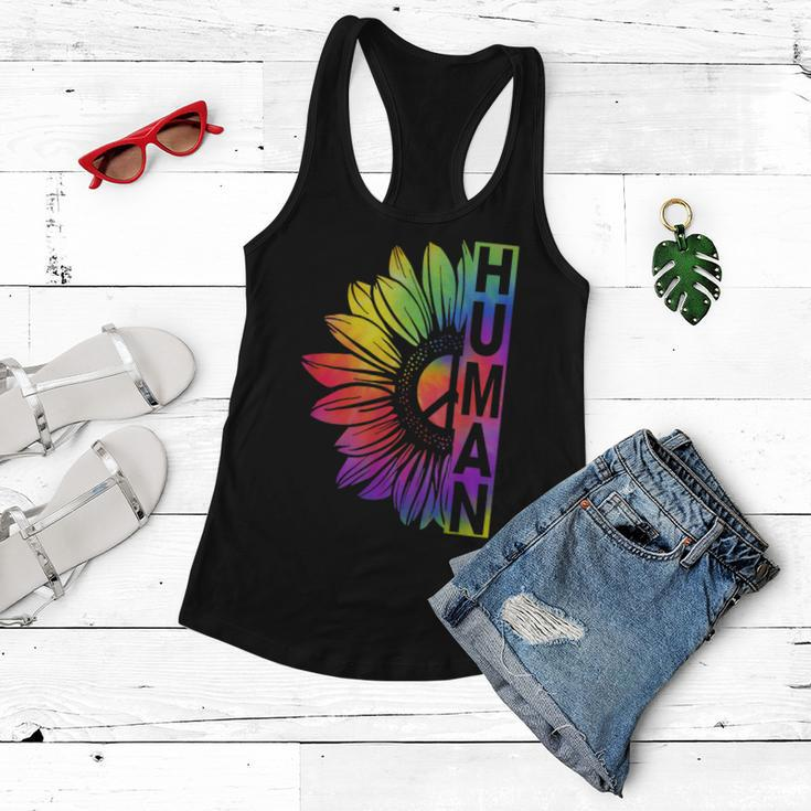 Human Sunflower Lgbt Tie Dye Flag Gay Pride Proud Lgbtq Women Flowy Tank