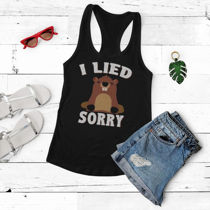 I Lied Sorry Funny Groundhog Day Brown Pig Gift Women Flowy Tank