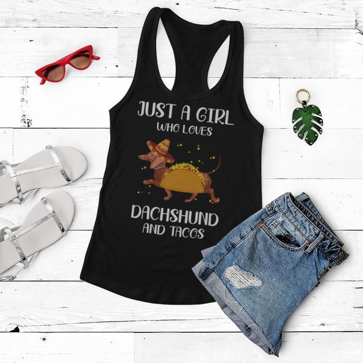 Just A Girl Who Loves Dachshund And Tacos For Dachshund Lovers Women Flowy Tank