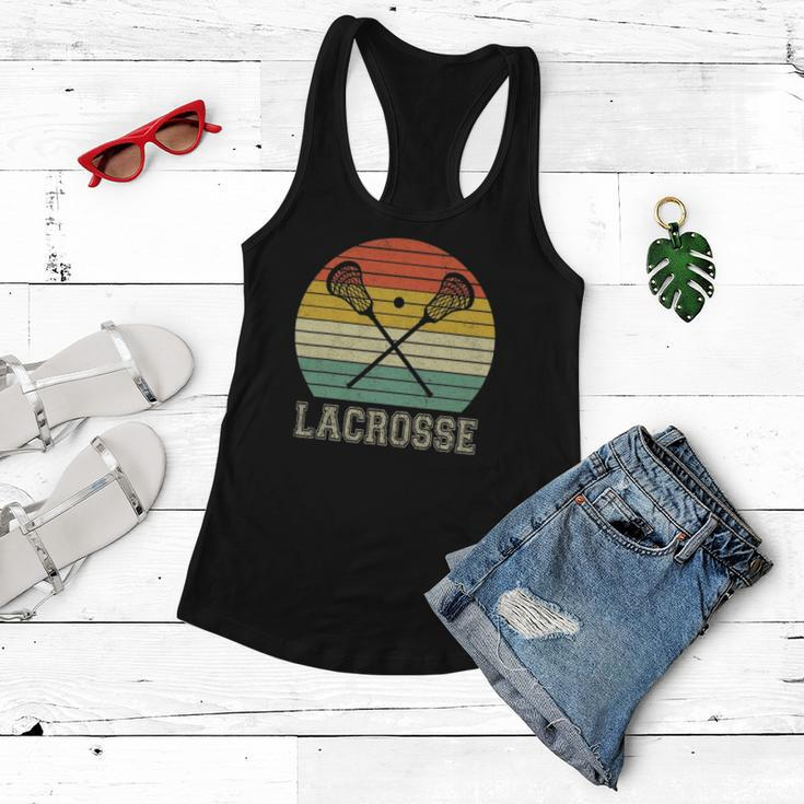 Lacrosse Vintage Retro Lacrosse Stick Sun Gifts Women Flowy Tank