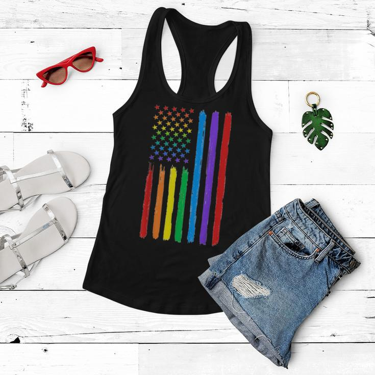 Lgbtq American Flag Pride Rainbow Gay Lesbian Bi Transgender Women Flowy Tank