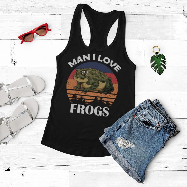 Man I Love Frogs Funny Retro Frog Women Flowy Tank