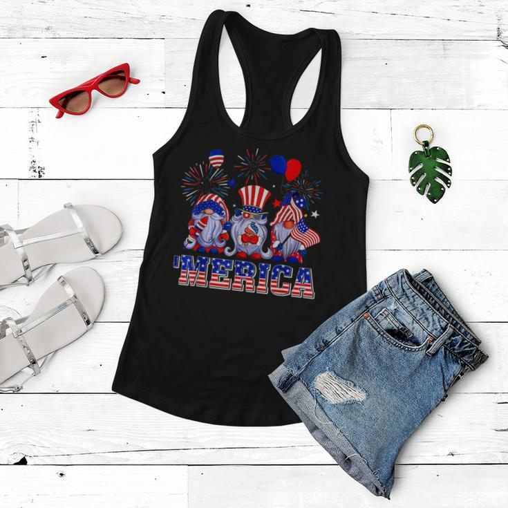 Merica Gnomes Happy 4Th Of July Us Flag Independence Day Women Flowy Tank