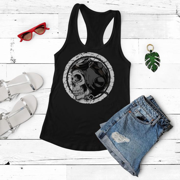 Motorcycle Skull With Helmet Dreaming 472 Shirt Women Flowy Tank