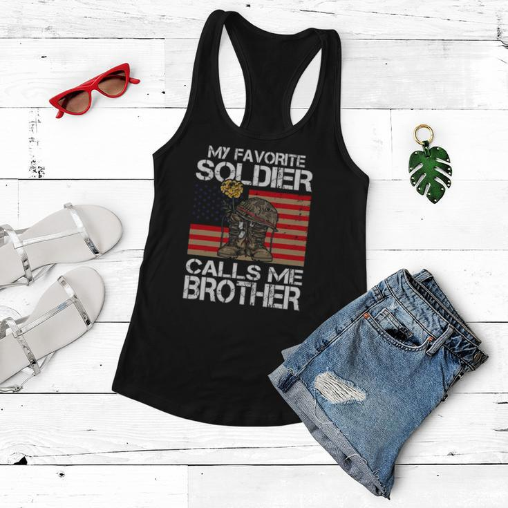 My Favorite Soldier Calls Me Brother Proud Army Bro Women Flowy Tank