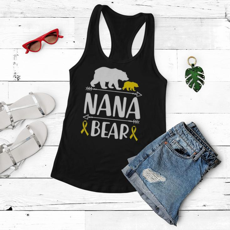 Nana Bear Childhood Cancer Awareness Grandma Of A Warrior Women Flowy Tank
